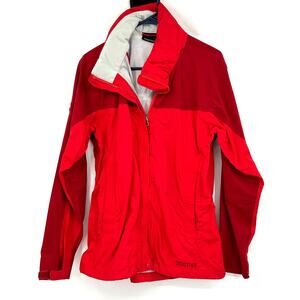 Marmot Size Medium Coat Red Hidden Hood Zip‎ Up Winter Snow Rain Insulated